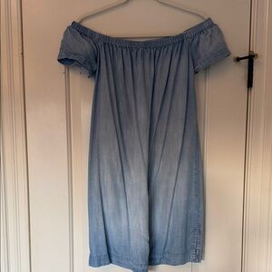 Cloth & Stone Light Blue Off-Shoulder Mini Dress